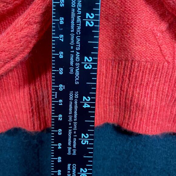 Anthropologie Sleeping on Snow Womens Sweater Orange V Neck Cable Knit Wool XL - Picture 8 of 13